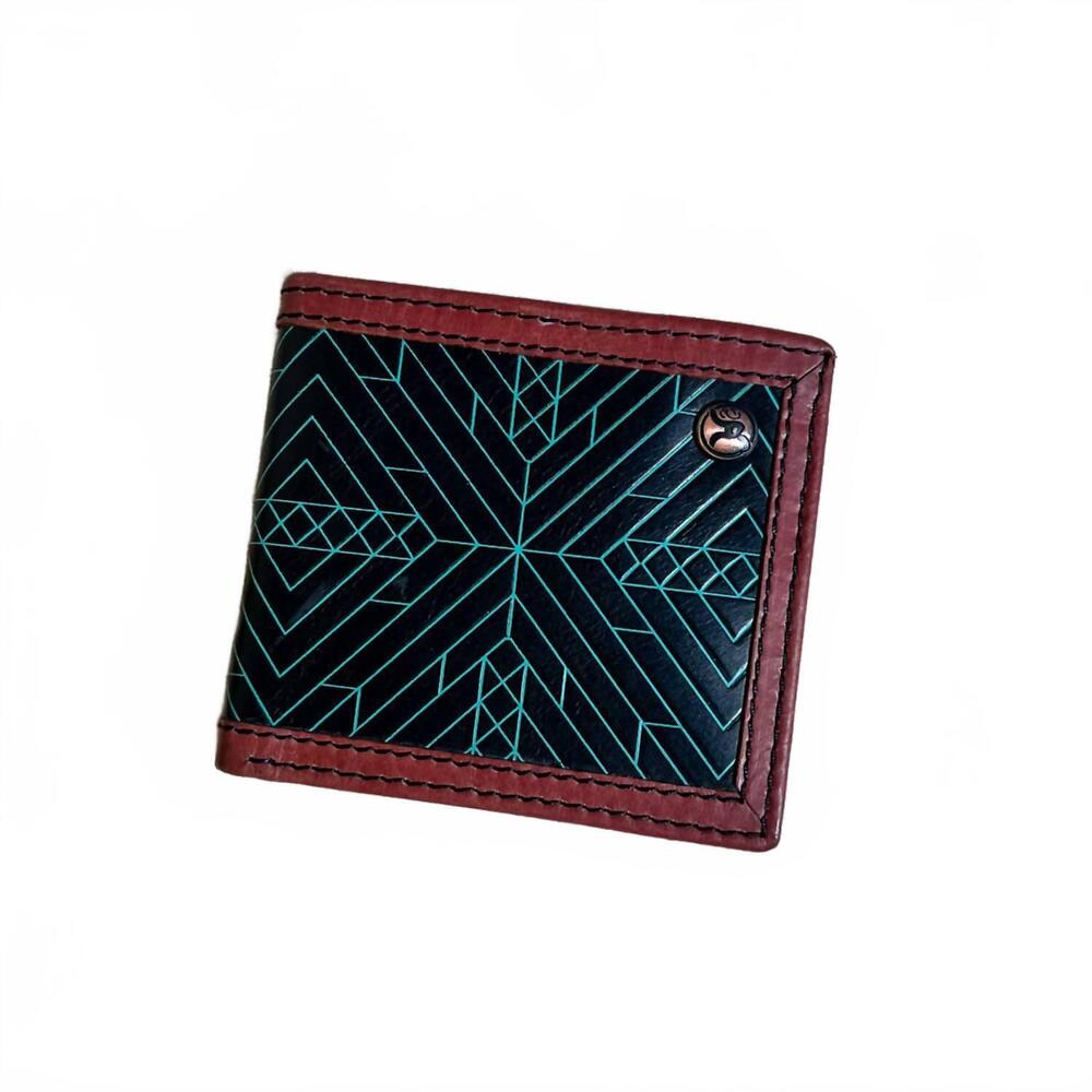 NEW HOOEY men's aztec embossed bi-fold wallet in black